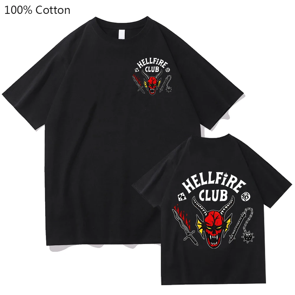 

Stranger Things 4 Hellfire Club T-shirt Men/Women Japanese Style Casual tshirts Crewneck Funny Hipster Shirts Cotton Streetwear