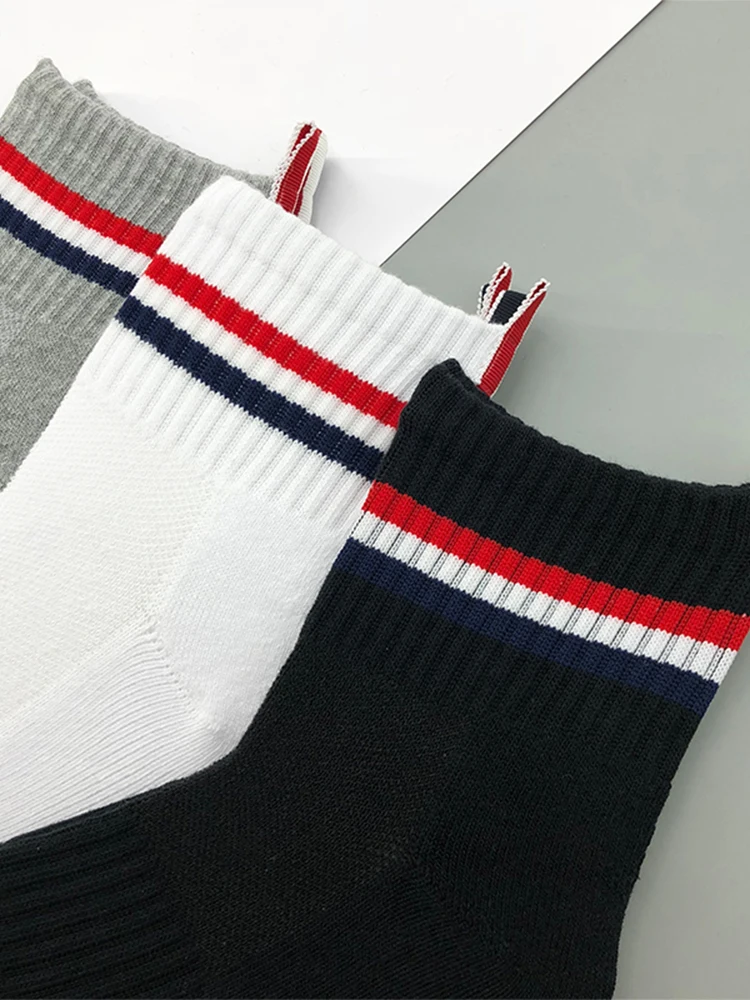3 pairs of tb mid-tube socks for men's low-top deodorant sweat-absorbing tide brand trend sports basketball socks for women