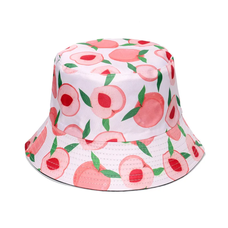 2022 New Fruit Print Bucket Hat Spring and Summer Outdoor Sun Hats Cute Strawberry Watermelon Cherry Fisherman Cap Men Bonnet images - 3