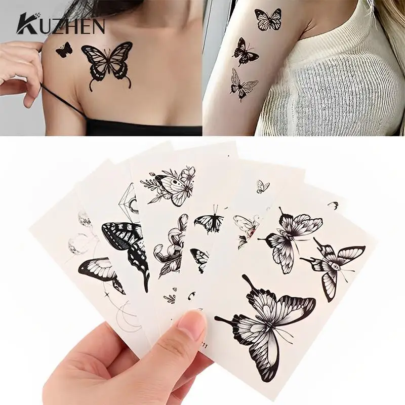 1 шт. Милая переводная татуировка в виде бабочки розы имитация татуировок на шею