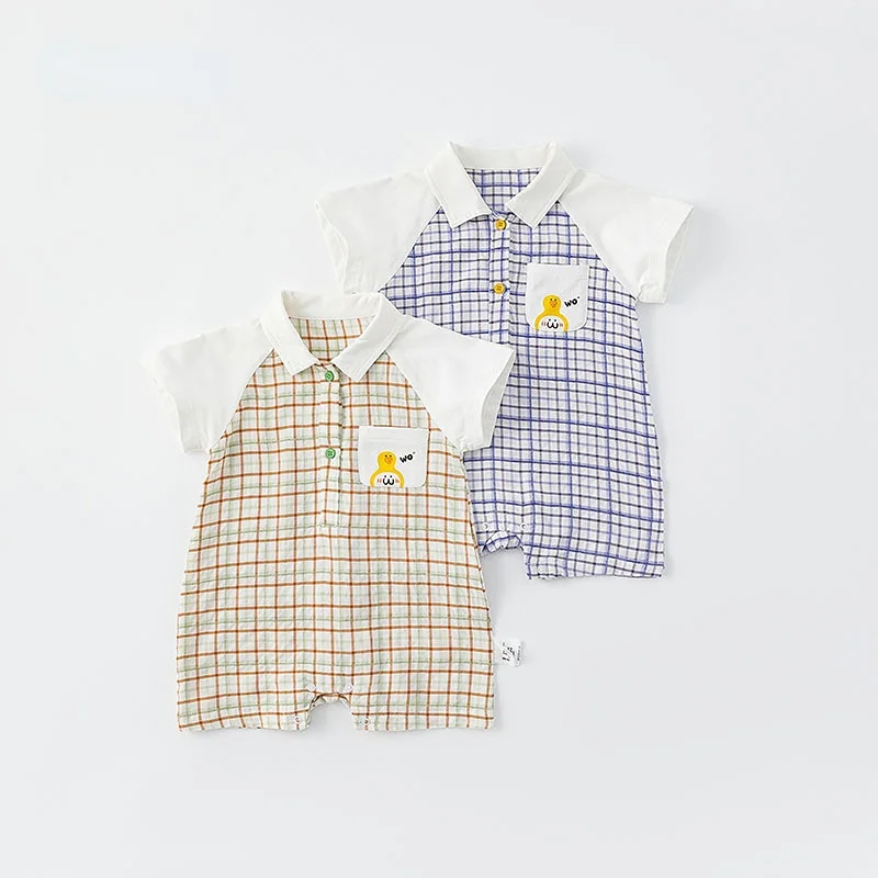 Newborn Baby Girl Clothes Jumpsuits Baby Onesie Plaid Baby Boy Clothes Children's Clothing Baby Romper Cotton Summer Jumpsuit