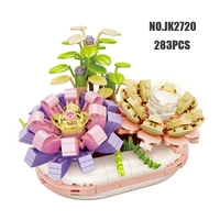 creative bonsai building blocks flower diy green plant succulent potted luminous flower 3d model decoration childrens toy gift
