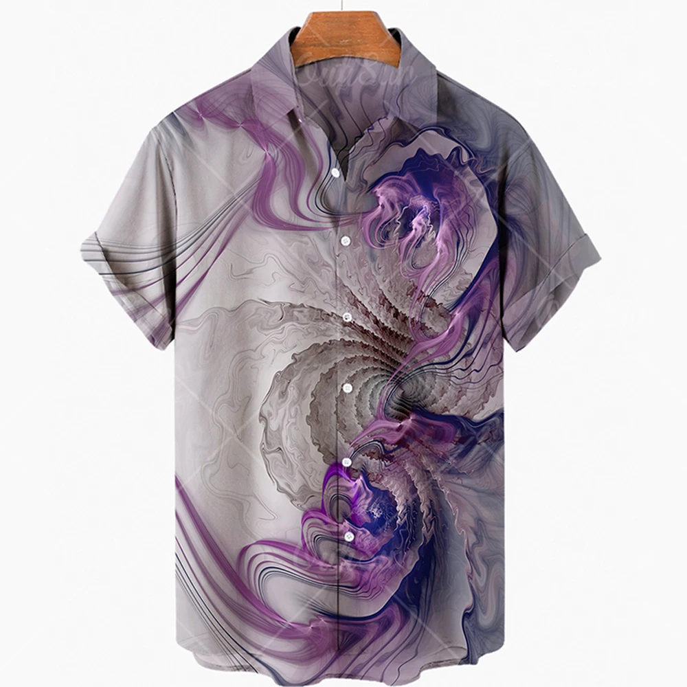 

Ttdgfv 2022 Fashion Summer Men's Short-sleeved Clothing Button Shirt Hawaiian Men's Loose Denim Oil Painting Beach Shirt