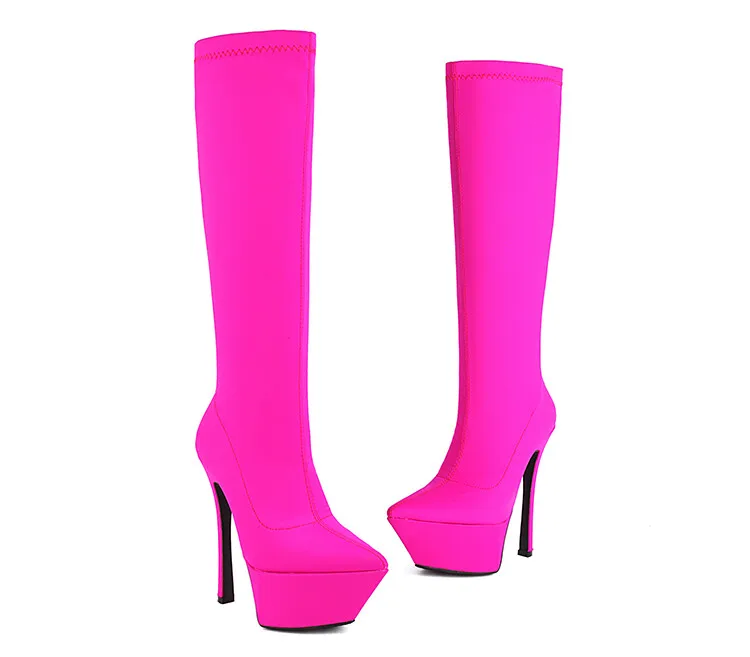 

Женские ботинки на шпильке, с острым носком, большие размеры