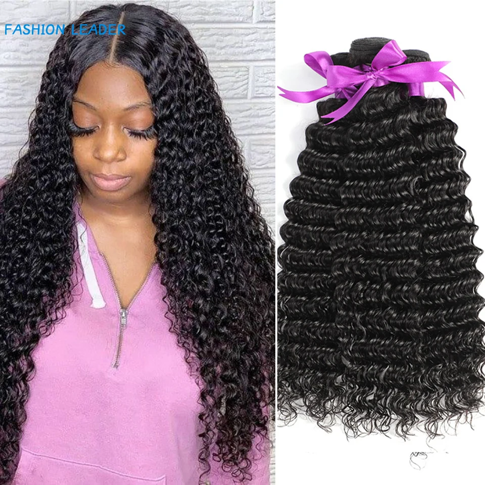 

Deep Wave Bundles Curly Hair Weaves 28 30 Inch Natural Human Hair Loose Deep Wave Bundles Extensions Bundles For Black Women
