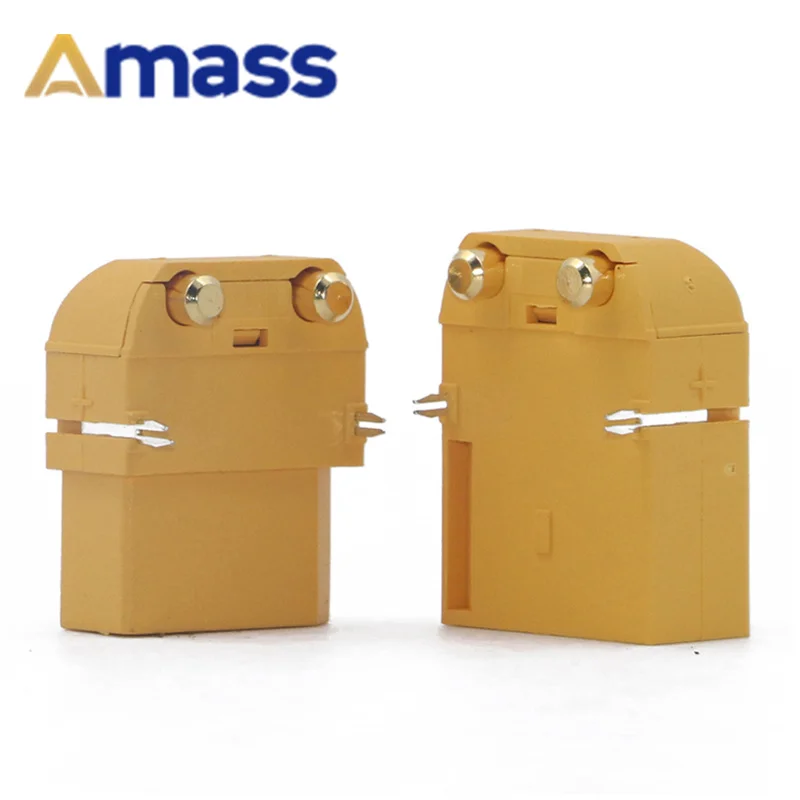 Полулежачий разъем Amass XT90PW, коннектор печатной платы 4,5 мм, Позолоченный штекер для модельных аксессуаров