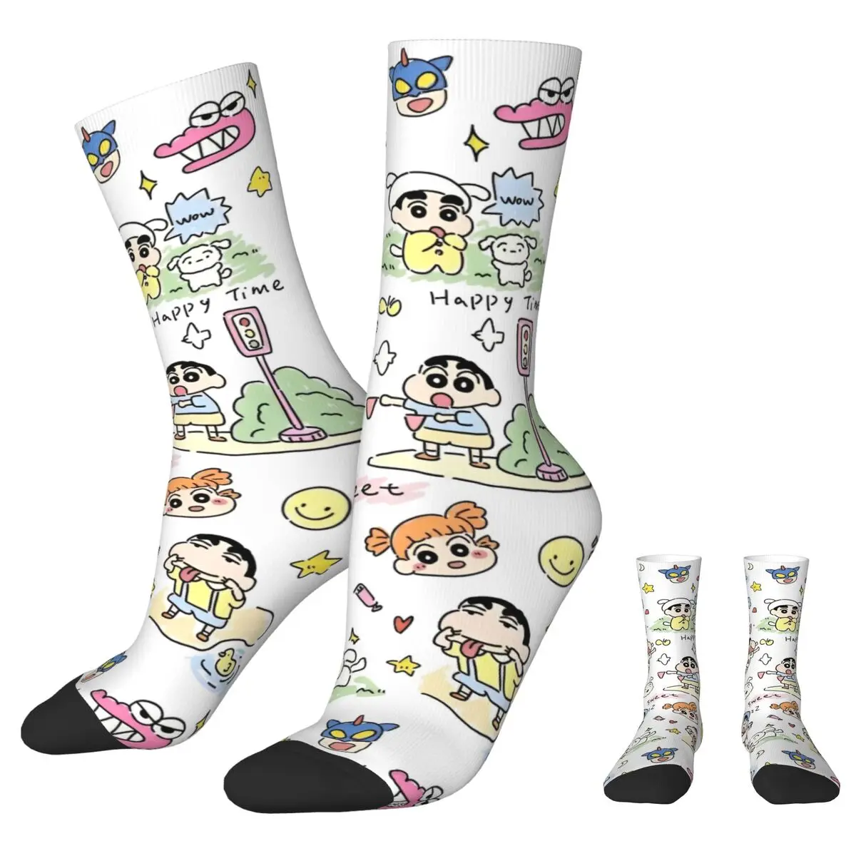 Носки Crayon Shin-chan Happy Time Мужские Женские носки в японском стиле аниме Харадзюку