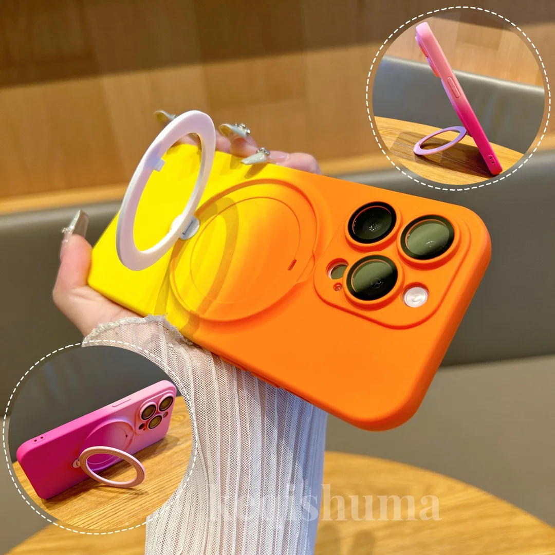 

Подходит для iPhone 15promax градиентный Магнитный чехол для телефона 14Pro 13 пленка для объектива 12 Беспроводная зарядка 11 защитный чехол