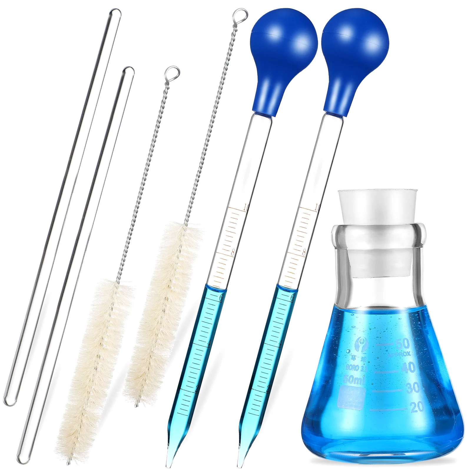 

Flask Erlenmeyer Pipettes Transfer Dropper Scale Pipette Graduated Experiment Cone Bottle Brushes Rod Stir Liquid Cleaning