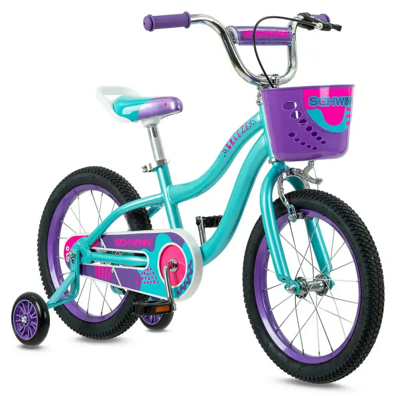 

Breeze Girls Kids Bike with Basket, Teal & Purple