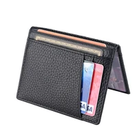 rfid genuine leather credit id card holder ultra thin multiple card slots purse women men money case bag fashion small wallet