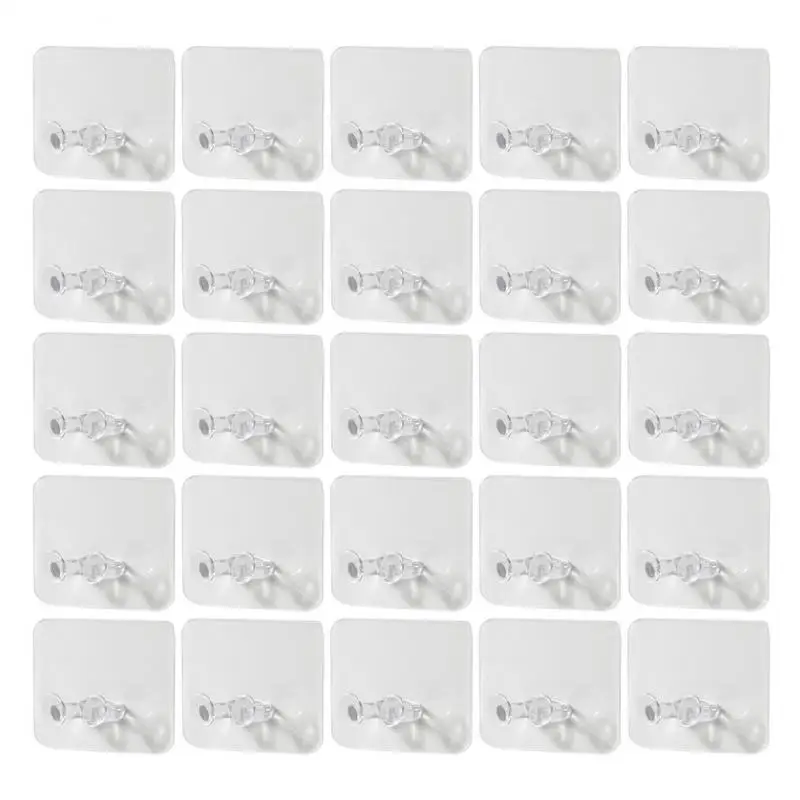 

25pcs Viscose Hook Transparent Strong Power No Trace Hole-free Hook Hanger Multi-Purpose Hooks For Kitchen Bathroom Waterproof