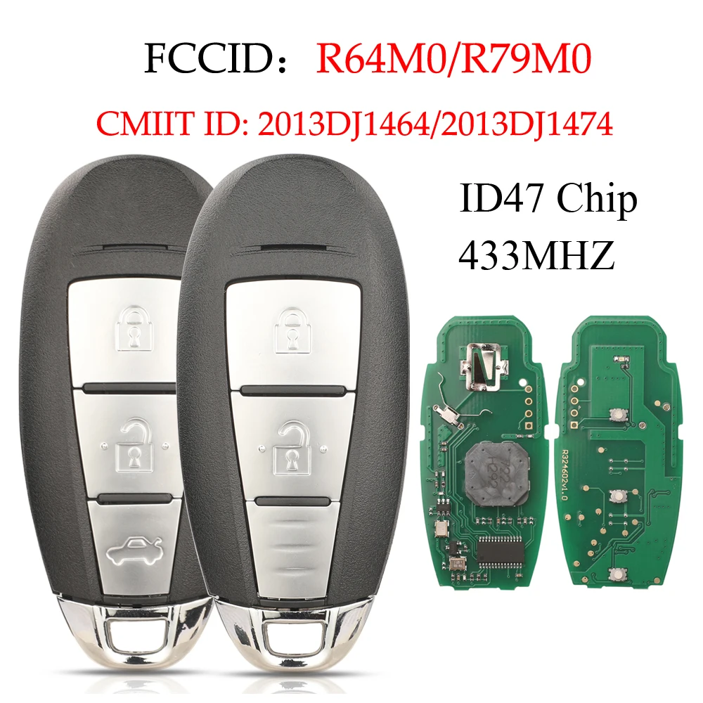 

Jingyuqin 2/3 кнопки 433 МГц ID47 чип дистанционный Автомобильный ключ пустой брелок для Suzuki Vitara Ciaz 2015 + 2013DJ1464/2013DJ1474 R64M0/R79M0