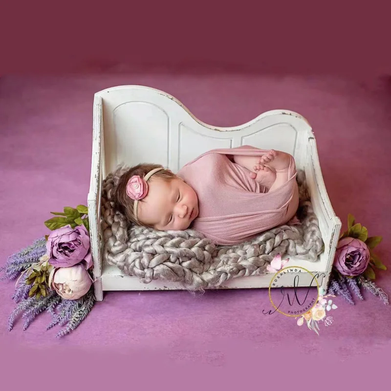 Newborn Photography Props Baby Full Moon Baby Bed Wooden Retro Baby Chair Photo Growth Photo Studio Photography Accessories