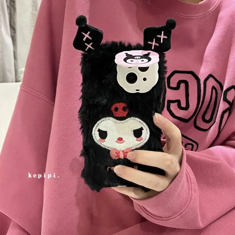 

Sanrio Plush Kuromi Phone Case Iphone14Promax Apple 13 Cartoon Mobile Phone Case 12 All-Inclusive 11 Fall-Proof Plus Female Soft
