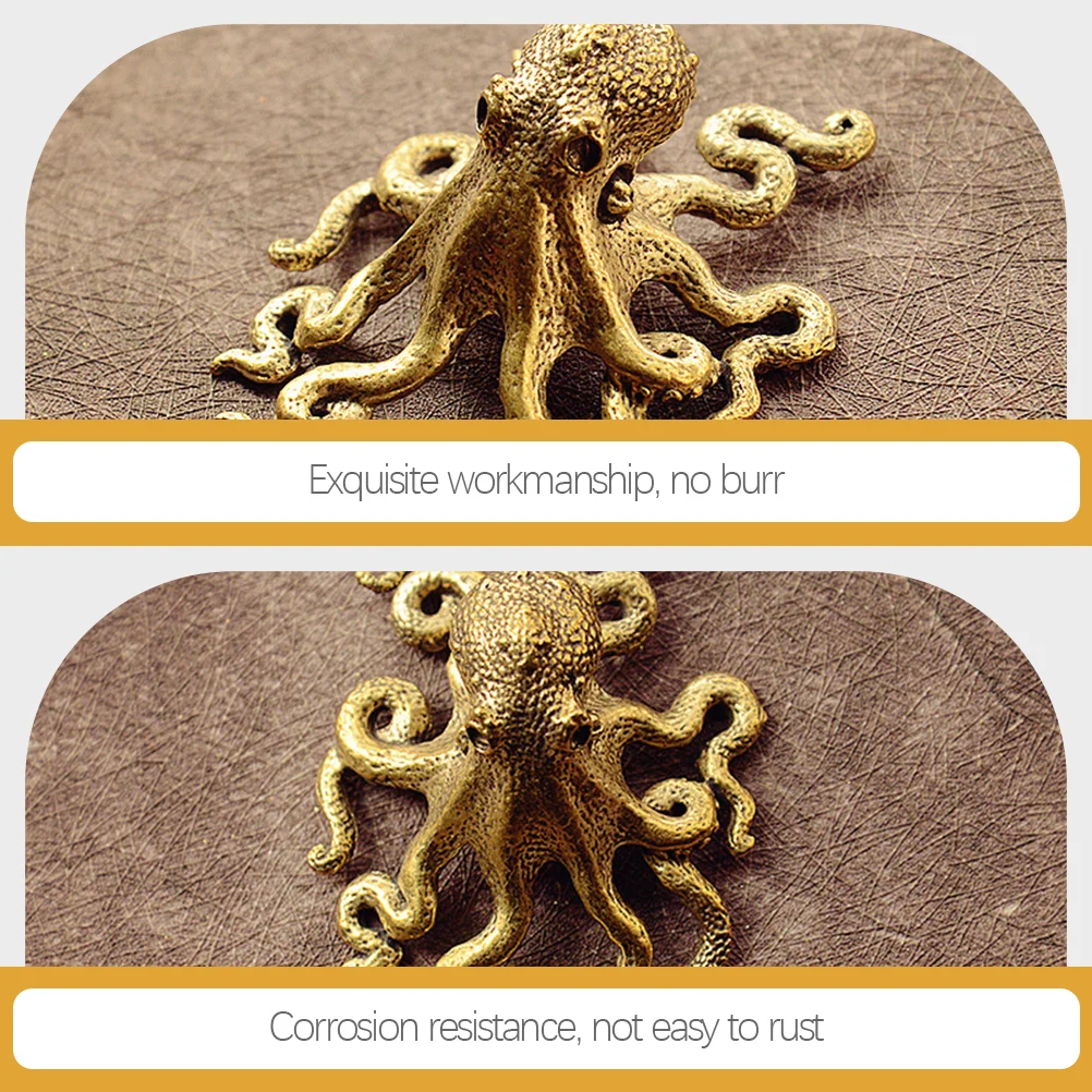 

Octopus Brass Decor Desktop Statue Figurine Figurines Animal Ornament Adornment Home Sculpture Figure Craft Sea Model Retro Mini