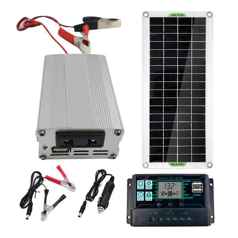 

Promotion! 200W Solar Panel Kit 12V To 220V Battery Charger RV Travel Trailer Camper Van With 100A Controller