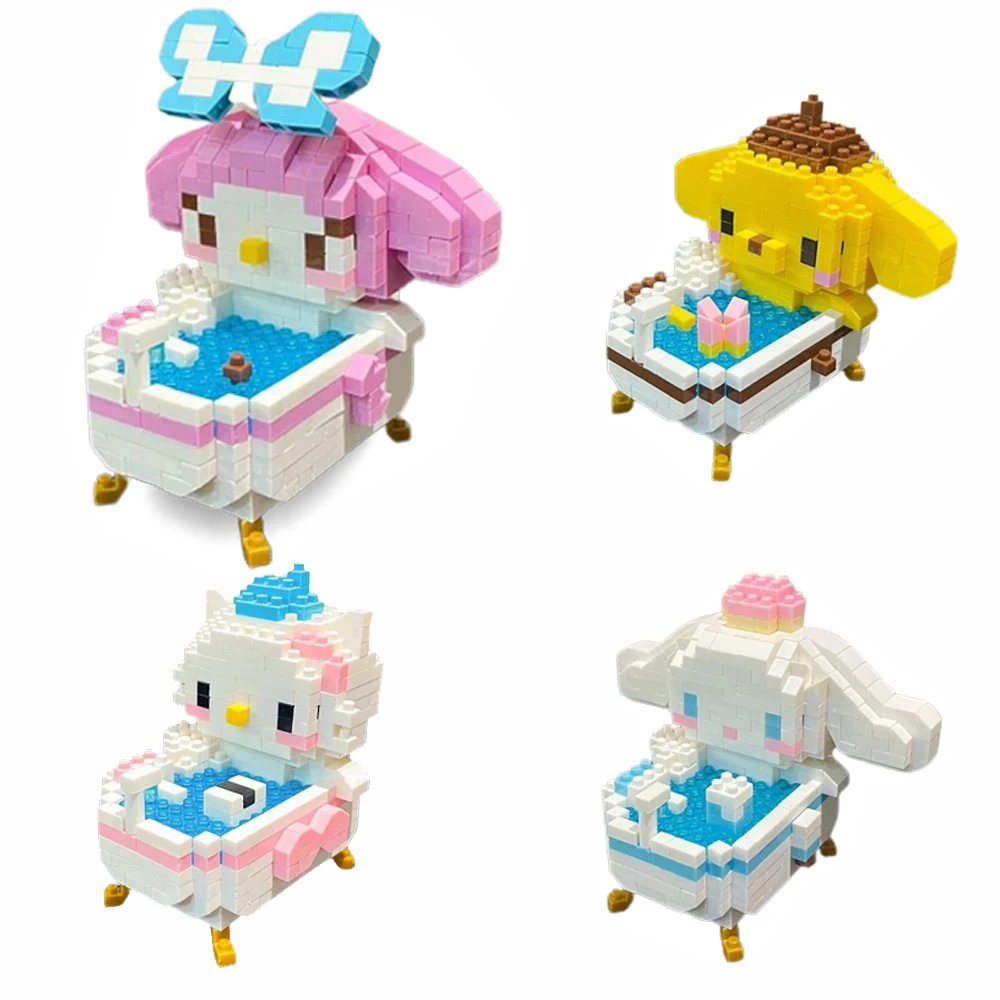 

Sanrios MyMelody Cinnamoroll Kittys анимация кавайная трехмерная образовательная сборка мелкие частицы строительные блоки игрушка