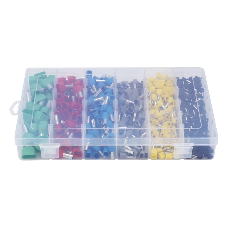 

2340Pcs Dual Bootlace Ferrule Teminator Kit Electrical Crimp Dual Entry Cord End Wire Terminal Connector