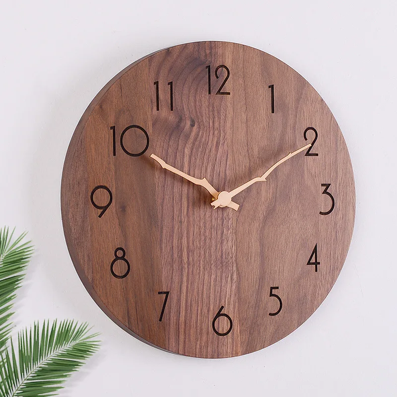Chinese Walnut Wall Clock Wooden Pointer Environmental Protection Mute Wall Clock Modern Plastic Reloj De Pared Home Decor