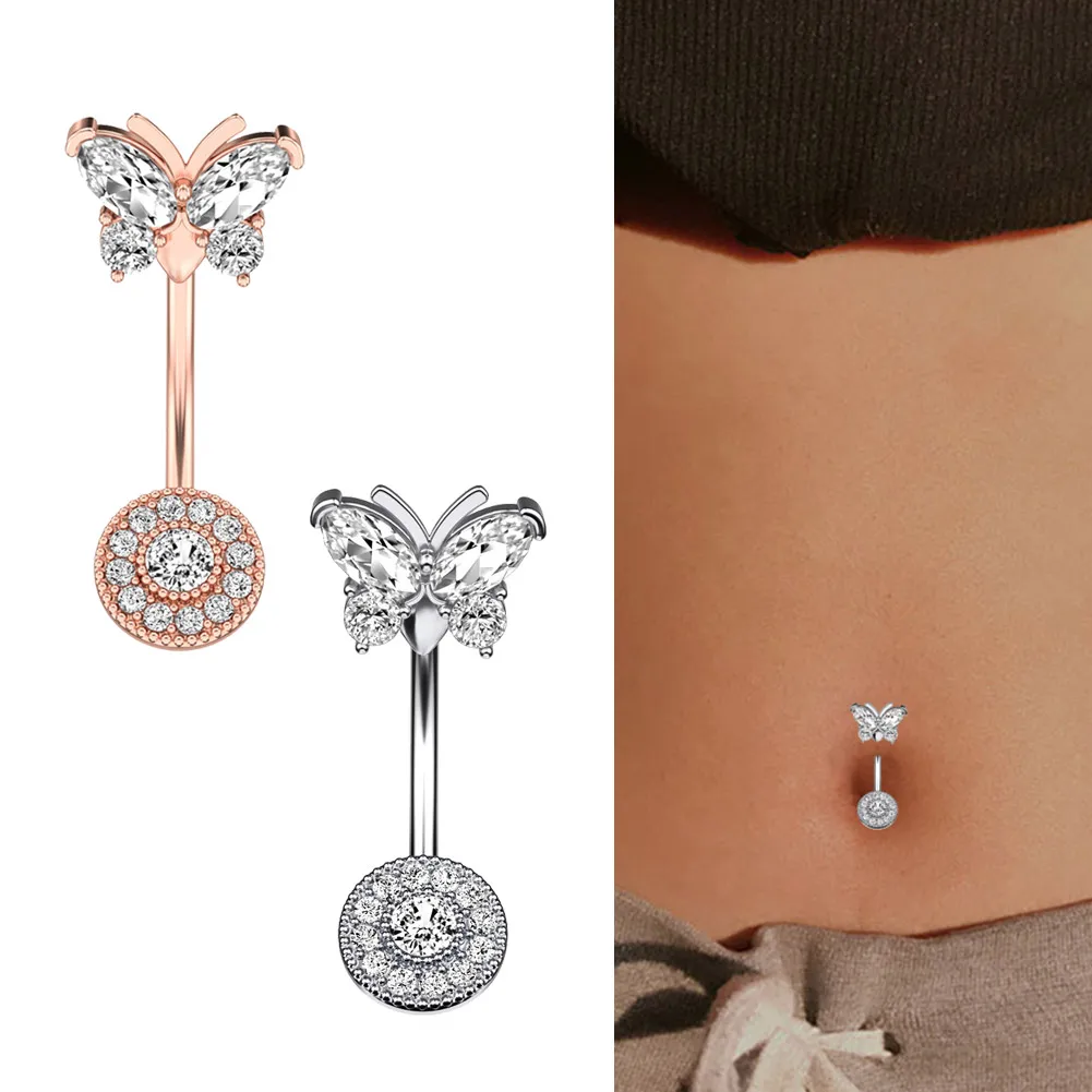 

1pc New Butterfly Zircon Fashion High Quality Surgical Steel Navel Piercing Belly Button Rings Belly Piercing Body Jewelry Gift