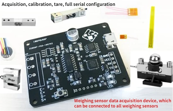 

Датчик взвешивания, весовой мост, датчик давления, 24-16 бит ADC, сбор данных о весе, последовательный порт USB для вывода кг