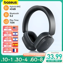 Baseus H1 ANC Wireless Headphones Hybrid 40dB Earphone Bluetooth 5.2 4-mics ENC 40mm Driver Over the Ear Headsets 70H Playtime