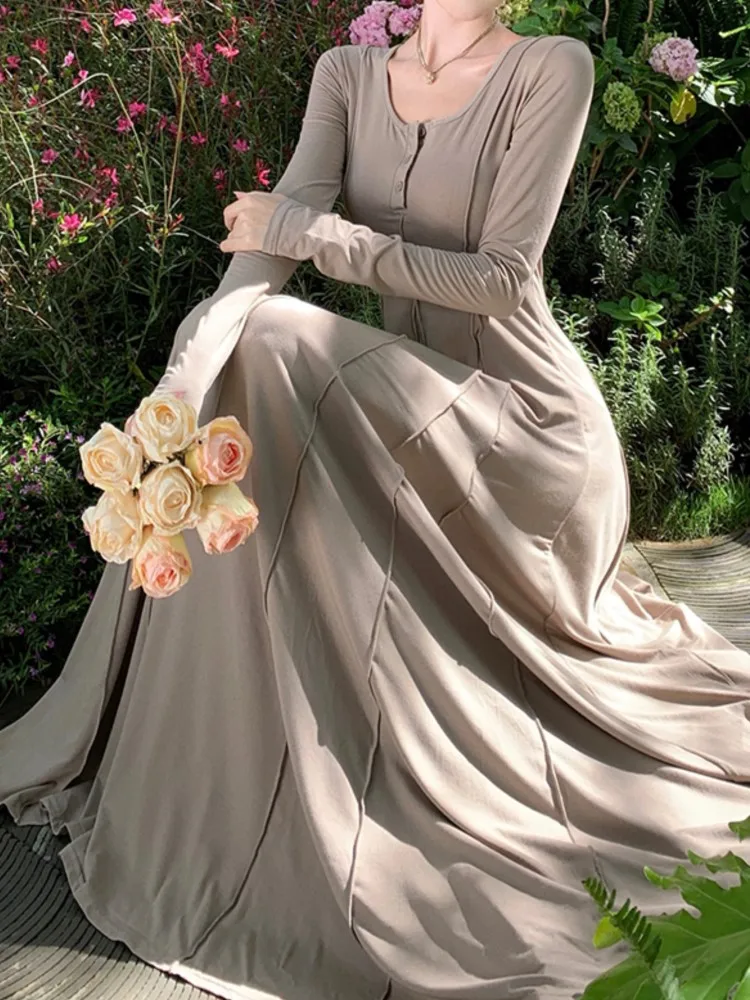 Элегантные повседневные трикотажные платья для женщин с длинным рукавом