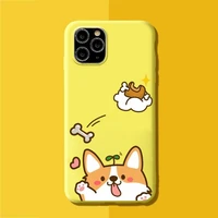 yndfcnb cute corgi phone case for iphone 11 12 13 mini pro xs max 8 7 6 6s plus x xr solid candy color case