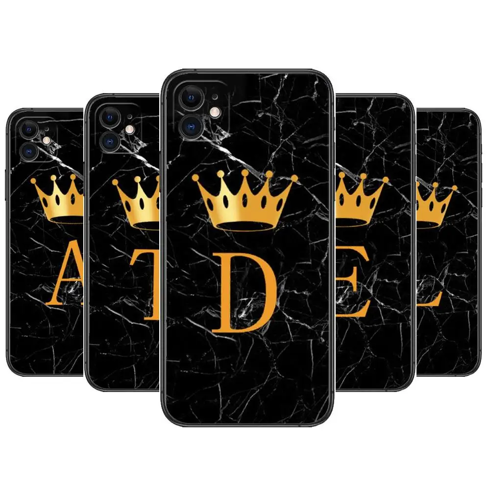 

Black Marble Crown Letter Fashion Phone Cases For iphone 14 13 Pro Max case 12 11 Pro Max 8 PLUS 7PLUS 6S XR X XS 6 mini se mobi