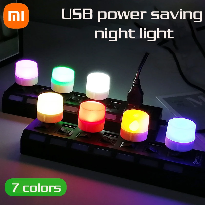 

Xiaomi USB 7 Colors Plug Lamp Computer Mobile Power Charging USB Small Book Lamp LED Eye Protection Reading Light Small Round