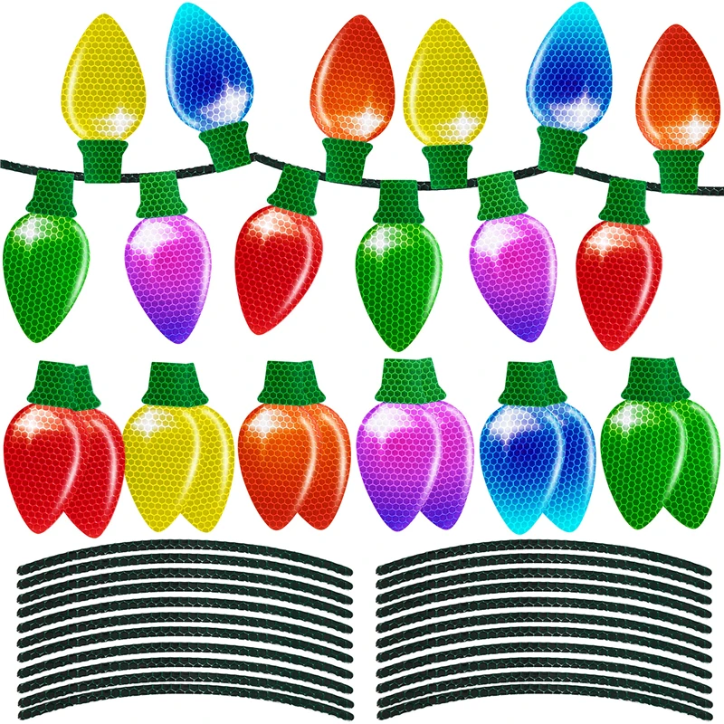 

Christmas Car Refrigerator Decorations Reflective Automotive Bulb Light Shaped Magnets Wires Ornaments Set Xmas Holiday Cute