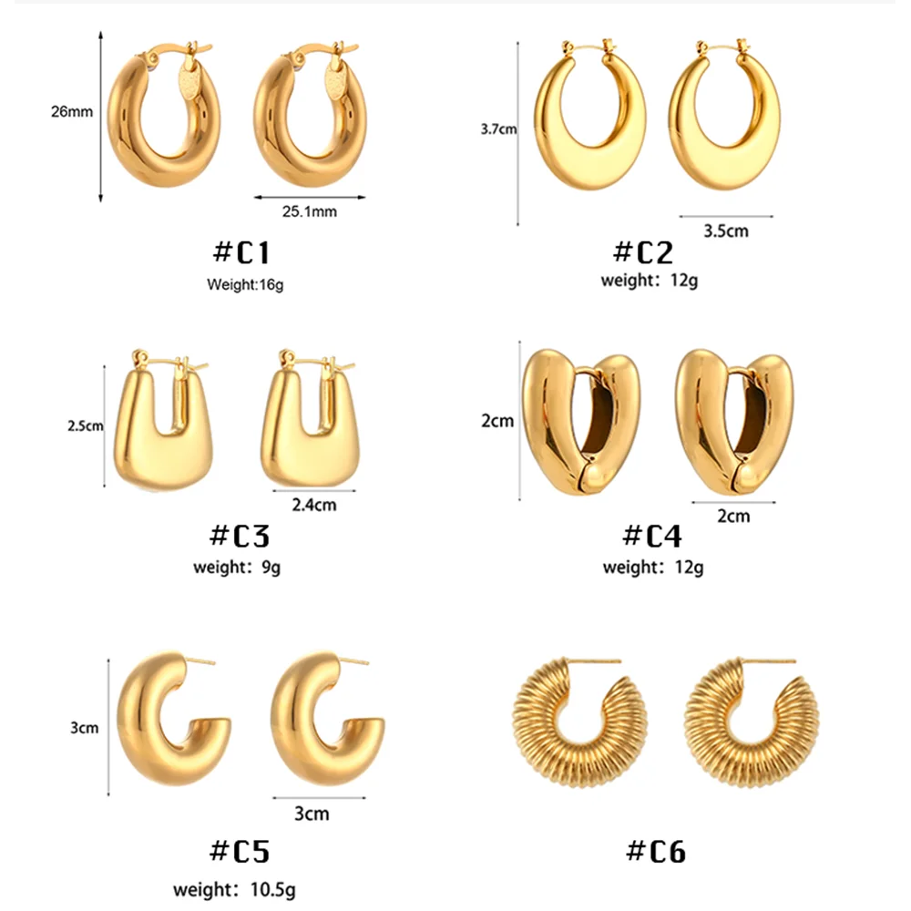 ELF Stainless Steel Smooth Ear Buckle Circle Arc Hoops Earrings for Women Piercing Earings Gift Fashion Jewelry