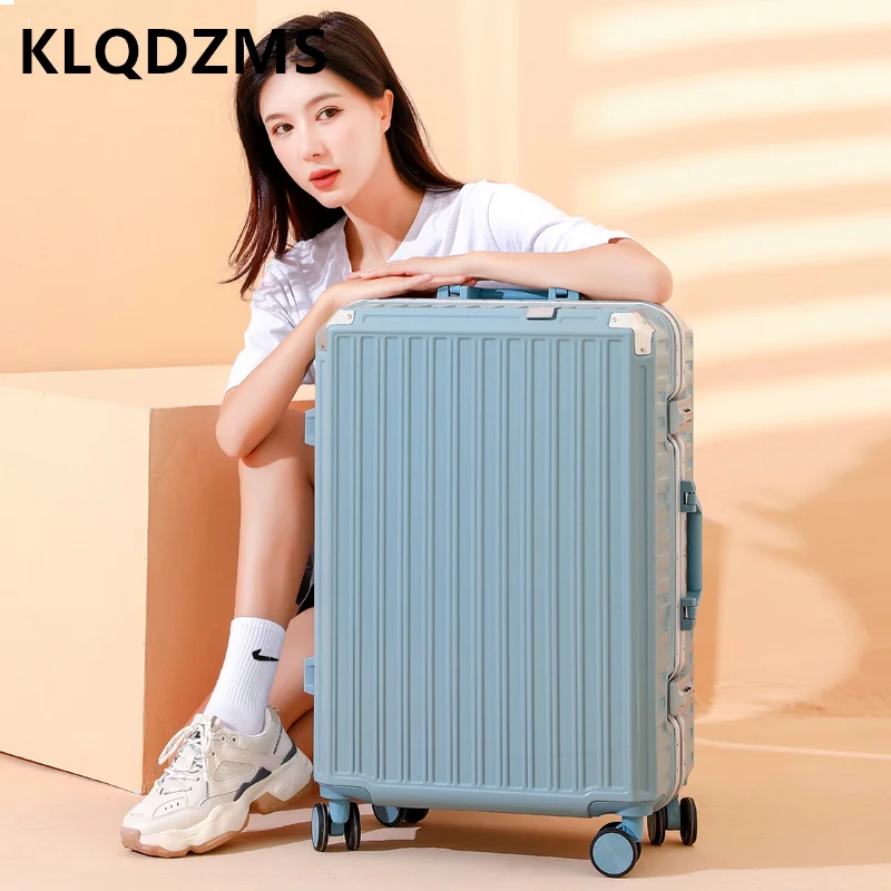 KLQDZMS New Trolley Suitcase Women's Large-capacity Storage Luggage Strong and Durable Aluminum Frame Travel Boarding Box