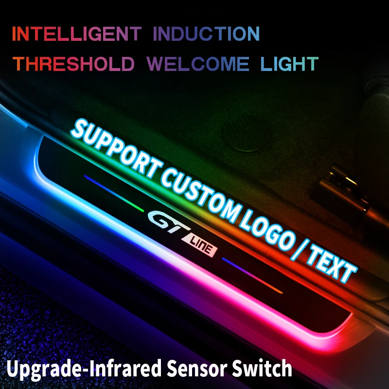 

Customized For GT LINE Peugeot 3008 5008 GT RCZ KIA Car Welcome Door illuminated Sill Light Logo Lamp LED Car Pedal Decoration