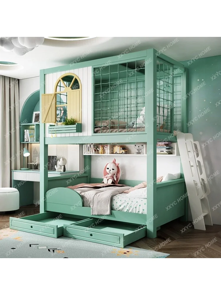 Двухъярусная кровать из массива дерева детская двухэтажная замок деревья