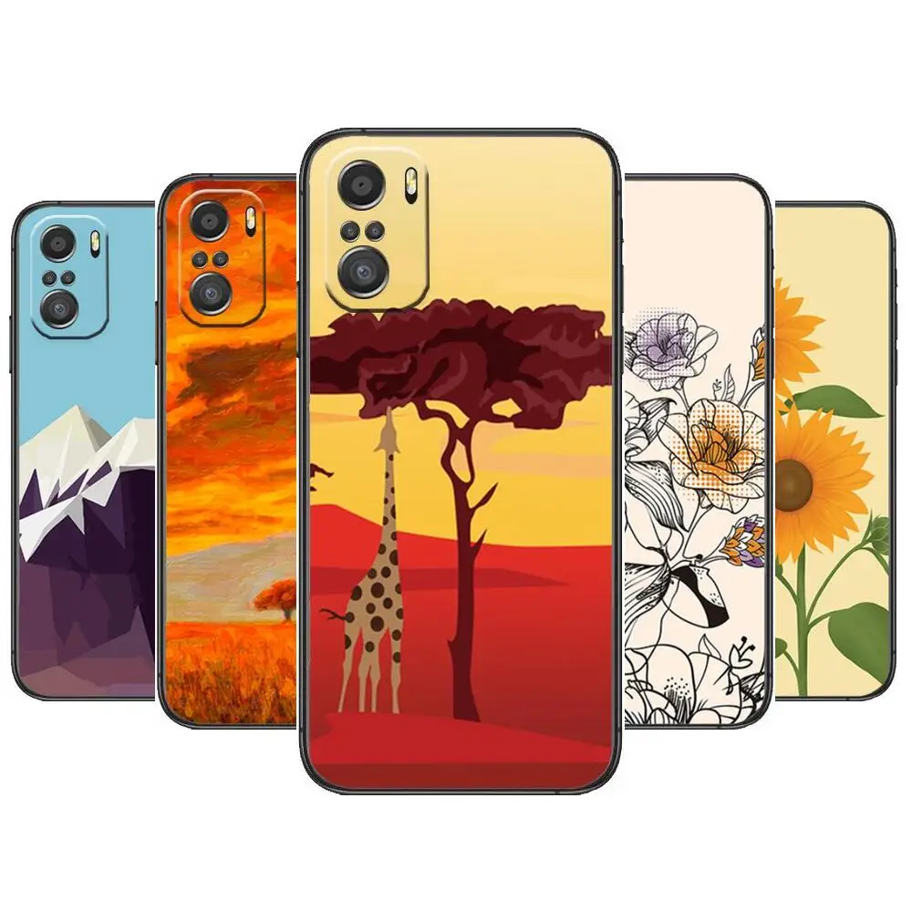 

autumn landscape Phone Case For xiaomi mi 11 Lite pro Ultra 10s 9 8 MIX 4 FOLD 10T 5g Black Cover Silicone Back Prett