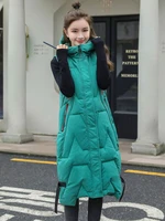 down jacket long vest womens new autumn and winter fashion hood korean casual vest coat waistcoat