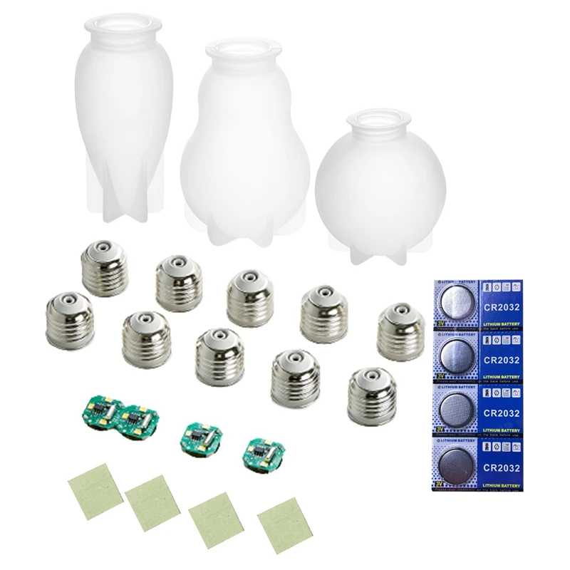

1 Set Of Resin Bulb Mold 3 Pcs Of LED Bulb Resin Mold With 10 Bulb Bases 4 Pcs Of LED Chip Base