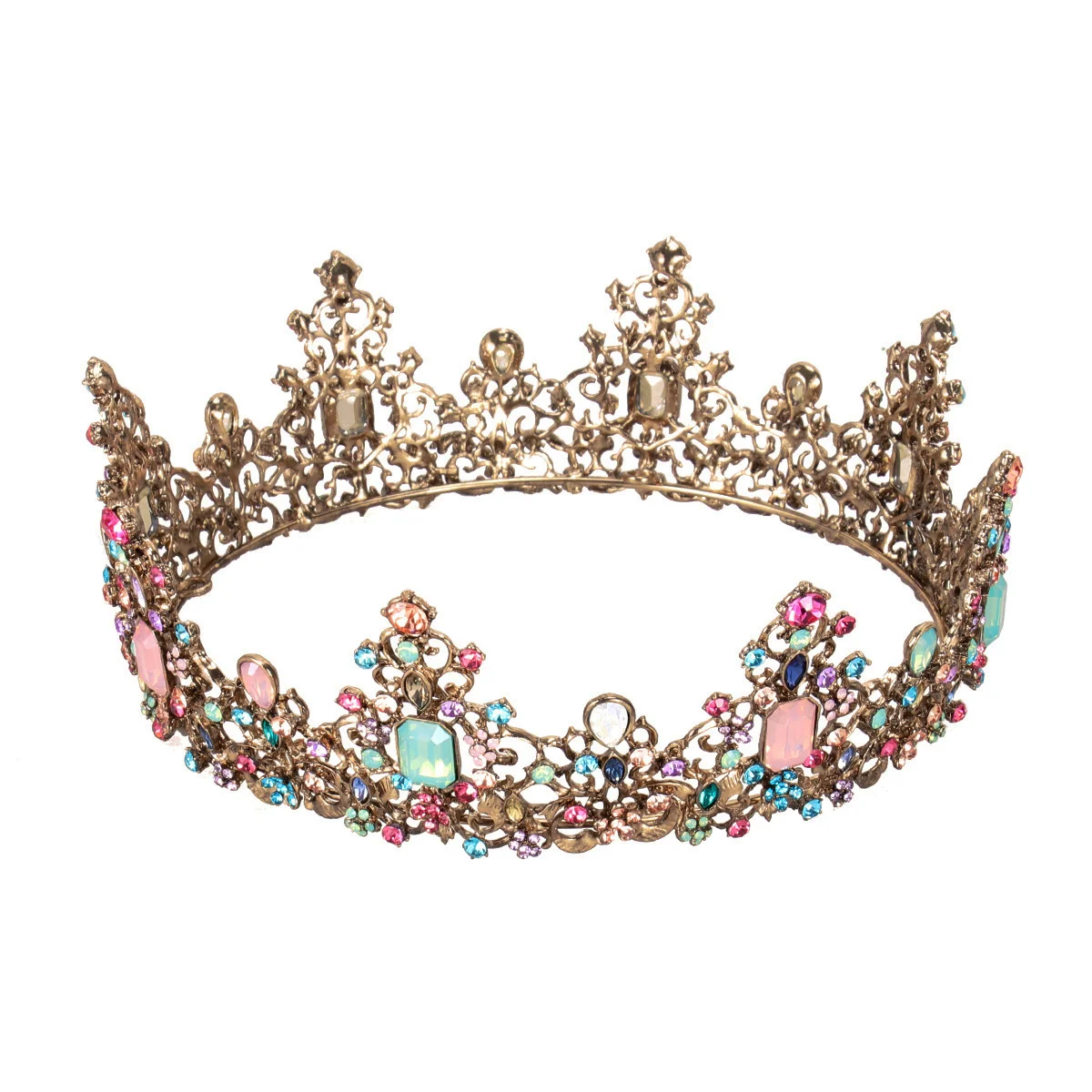 

Rhinestone Crown Vintage Pearl Round Tiara Queens Birthday Costume Crown Bridal Crowns Photo Prop Hairpiece Hair Accessories