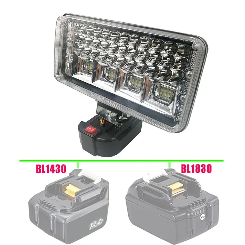 

Waterproof LED Lamp Work Light 5000K White Flashlight For Makita 18V Lithium Battery BL1430 BL1830 USB Outdoor Camping Lighting