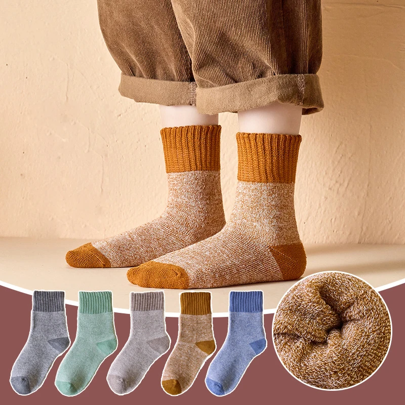 

5 пар/партия, детские махровые носки до щиколотки