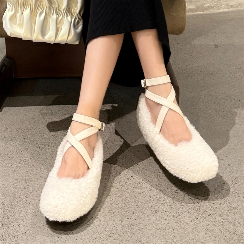 Eilyken/модные женские туфли-лодочки с меховым круглым носком элегантное платье