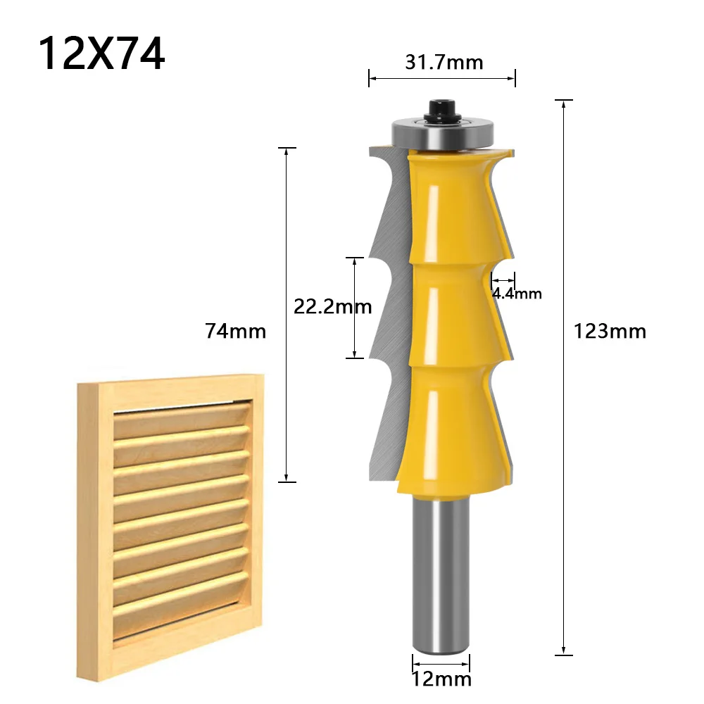 

12mm Shank Window-Blinds Groove Router Bit Wood Shutter Cutter Making Milling Cutter Louver Door Making Bit Cutting Length-74mm
