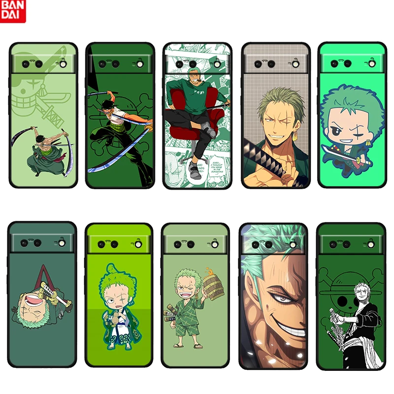 

ONE PIECE Roronoa Zoro Shockproof Cover For Google Pixel 6 6A 5 4 5A 4A XL Pro 5G TPU Soft Black Phone Case Fundas Cover Coque