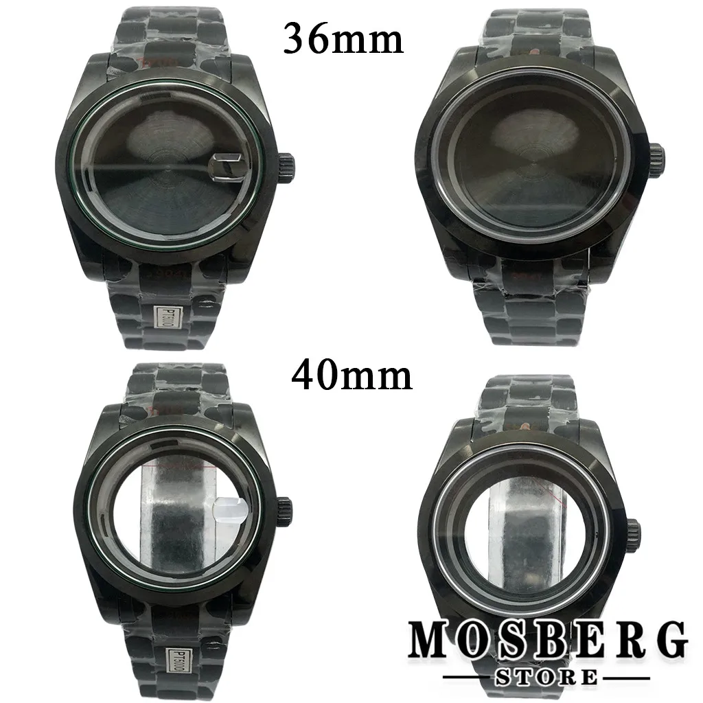 36mm 40mm Watch Case Sapphire Glas Solid Stainless Steel For NH35 NH36 ETA2824 2836 Miyota8215 8205 821A PT5000 ST2130 Movement