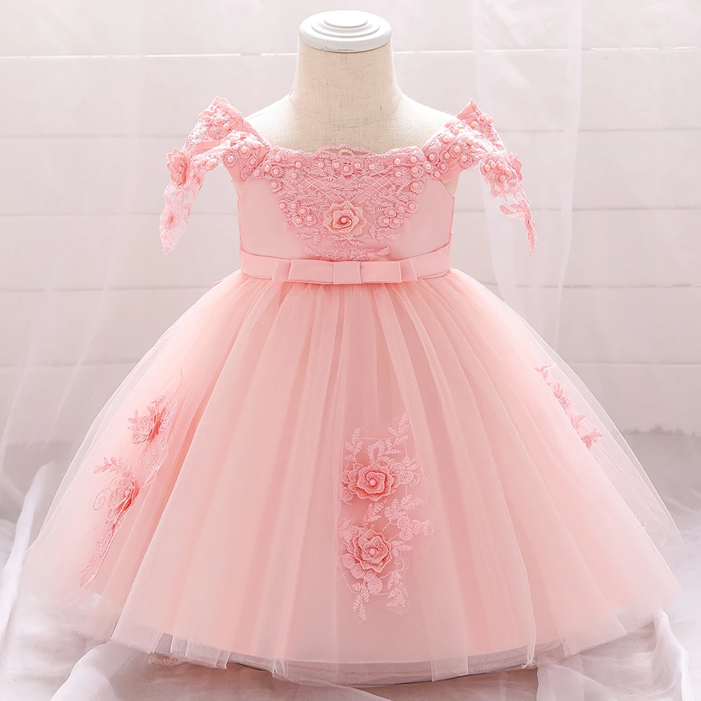 

Beading Lace Tutu Floral Christening Princess Toddler Birthday Party Children Baptism Baby Girl Clothes Summer Dresses Vestidos