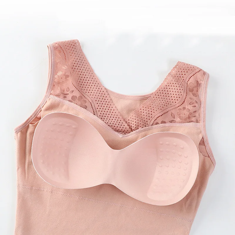 Cotton Thermal Underwear for Women Fleece Lined Tops Cami Tank Top Vest Camisoles Sleepwear Sexy Winter Thermals Roupa Térmica