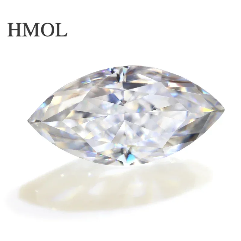 HMOL Муассанит [Форма маркиза] свободный камень разрезанный дробленым ледом D Цвет