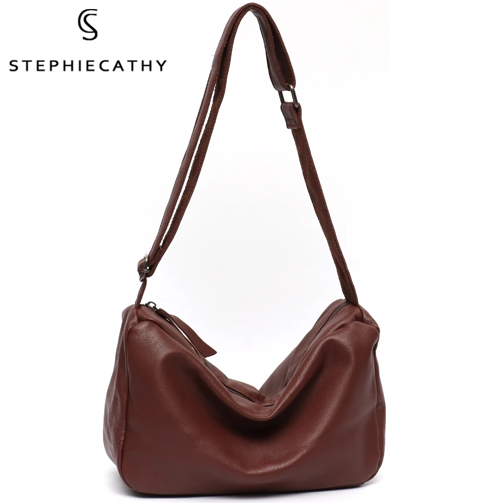 

SC Vintage Genuine Leather Pillow Bags For Women Luxury Casual Soft Cowhide Handbags Retro Female Crossbody Shoulder Hobo Purse